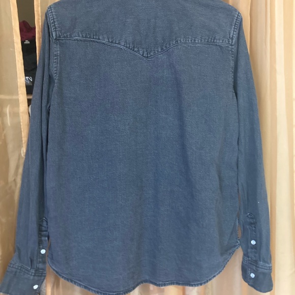 Levis Black Denim Pearl Snap Button Up - Picture 2 of 2